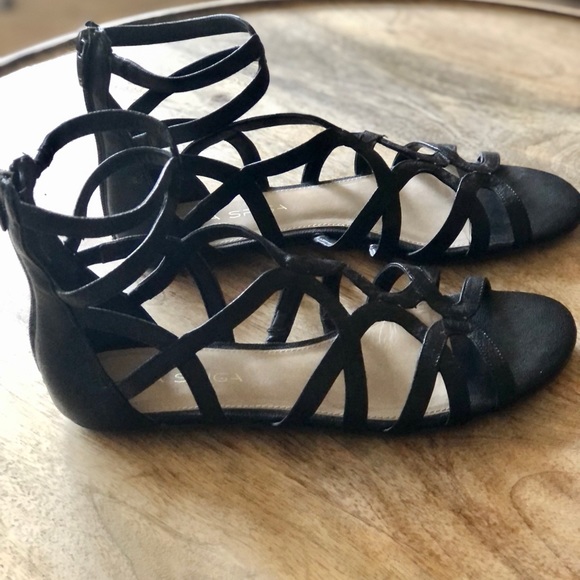 Via Spiga Black Leather Gladiator Sandals - Picture 2 of 5